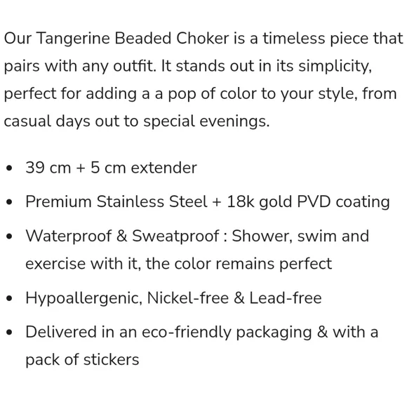 Atolea Tangerine Beaded Choker - Picture 2 of 5